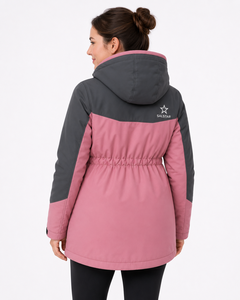 Chaqueta de Invierno para Mujer SALSTAR, Color Rosa Gris, con Capucha, Acolchada, Resistente al Viento, Abrigo Largo con Cierre de Cremallera - Product Image 2