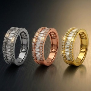 Anillo Romántico de Oro Blanco Sólido de 18K con Diamantes Baguette, Anillo de Compromiso y Boda con Engaste de Canal, Hecho a Medida - Product Image 3