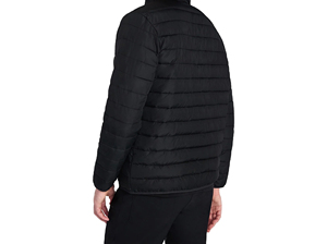 Blouson matelassé léger et sportif pour homme, col montant noir, fermeture éclair, avec logo personnalisé. - Product Image 3