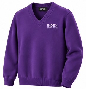 Suéter de Punto con Cuello en V para Hombre, Marca INDEX, Color Morado, Manga Larga, Ropa Deportiva - Product Image 5