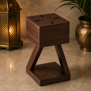 Brûleur d'encens artisanal en bois d'acacia rustique, fait main, écologique, pour la décoration de la maison et les encens religieux indiens et arabes - Product Image 6