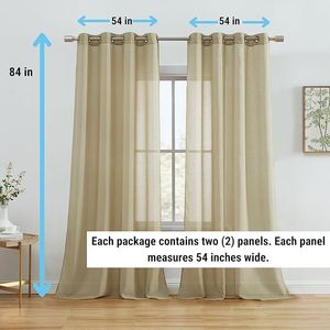 Set di 2 Tende in Voile Semi-Trasparente Grigio Argento con Occhielli, 137 cm L x 213 cm L, per Camera da Letto e Soggiorno - Product Image 6