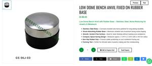 Herramienta de Joyería de Acero Inoxidable con Base de Goma Antivibración, Tipo Banco de Trabajo Bajo con Forma de Domo | N.º de artículo: GS-06J-03 - Product Image 3