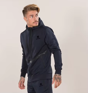 Men's Hooded Tracksuit Solid Color Full Zipper Sportwear Casual <b>Jogging</b> <b>Suit</b> with Side Pockets Breathable Polyester Autumn Wear - Product Image 4