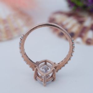 Anillos de Compromiso y Matrimonio de Plata 925 con Baño de Oro Rodio y Moissanita, Joyería Fina de Lujo para Mujer - Product Image 5