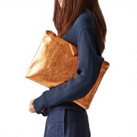 Tas Clutch Kulit Asli Wanita Ukuran Besar Wriza dengan Ritsleting, Tas Tangan Elegan untuk Pesta, Perjalanan, dan Penggunaan Sehari-hari