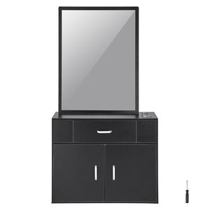 Wall Hanging Salon Organizer for Hairdressers Durable 3-Holders <b>Mirror</b> with Dual <b>Door</b> Storage and Single Drawer for Mall Use - Product Image 1