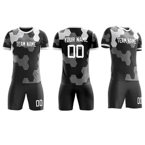 Conjunto de Camiseta de Fútbol Personalizada con Estampado Sublimado, Patrón Geométrico, Cuello Redondo, Manga Corta, 100% Poliéster, Absorbe la Humedad, Unisex para Adultos - Product Image 1