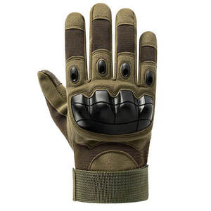 Guantes de alta calidad con protección completa para los dedos, color verde oliva, transpirables, con malla protectora en la palma, para hombres, para uso en exteriores, para motociclismo. - Product Image 2