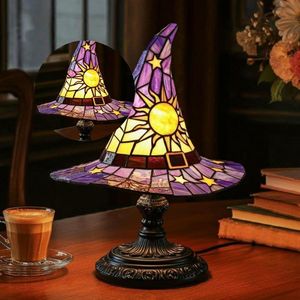 Lampada Artigianale a Forma di Cappello da Strega Viola, Illuminazione Spaventosa e Divertente per Feste, Decorazioni per Camere da Letto di Piccole Streghe - Product Image 1