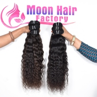 Rambut Manusia India Keriting 32" Bundel Hitam Alami Virgin Remy Weave Extensions Lembut Halus Tebal Bervolume Double Drawn Premium
