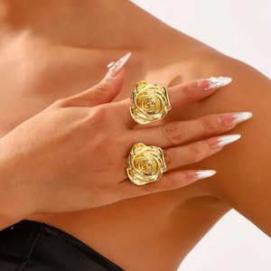 Bague fine PRAO Bague LOVE rose dorée anti-ternissure - Product Image 2