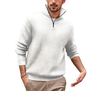 Wholesale New <b>Men's</b> for POLO Zipper <b>Turtleneck</b> Knit Sweater Long Sleeved Vertical Grain Anti-Wrinkle for Autumn - Product Image 1