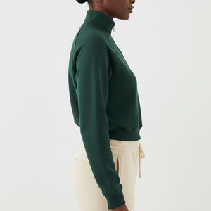 Sweat-shirt d'hiver respirant à col montant et fermeture éclair, coupe courte, style décontracté, prix de gros abordable - Product Image 5