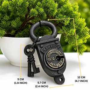 Padlock Black Solid Design Best Quality Antique <b>Locks</b> Iron Padlock & Keys Vintage Style <b>Lock</b> in Working Condition Home Villas - Product Image 6