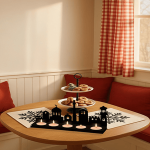 CIFbuy Lanterna Vintage in Metallo da Tavolo, Decorazione Romantica per la Casa con Sfondo Urbano, Illuminazione d'Atmosfera Portatile - Product Image 1