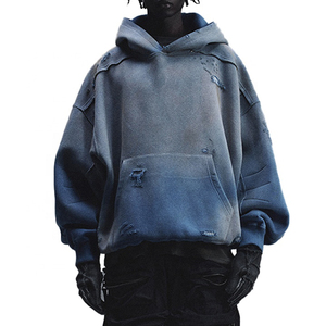 New High Quality Customized Oversized Dip Dye Vintage Fleece Hoodie Men 100% Cotton Gradient Color Pocket Design Winter - Product Image 3