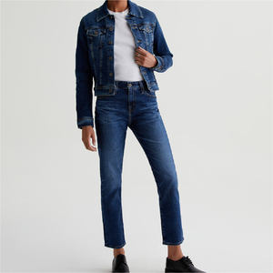 Wholesale Custom Women's Vintage Dark <b>Wash</b> Slim Jean Jacket Stretch Denim Cotton Chest Pockets Adjustable <b>Tabs</b> Button Decoration - Product Image 6