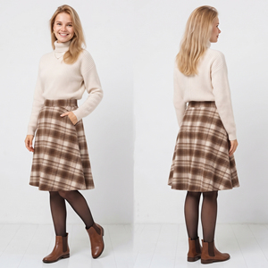 Jupes en flanelle pour femmes, longueur genou, en mélange de laine à carreaux, coupe décontractée, jupes décontractées pour l'hiver, jupes longues, jupes à carreaux longueur genou - Product Image 4