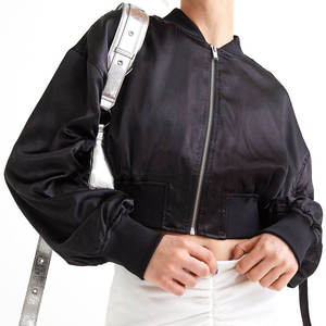 Premium <b>Women</b> Custom Color Cropped Bomber <b>Jacket</b> Pullover Casual Streetwear Breathable Winter Outerwear OEM ODM Wholesale - Product Image 3