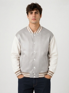 Premium Quality Leather Sleeve Wool Body <b>Baseball</b> Varsity <b>Jacket</b> 2026 <b>Men's</b> Waterproof Windproof Autumn Sale - Product Image 4