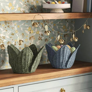 Cesta de Mimbre Hecha a Mano con Forma de Tulipán, Color Personalizado, Organizador de Fibra Natural, Decoración para el Hogar, Almacenamiento para Dormitorio y Sala de Estar - Product Image 6