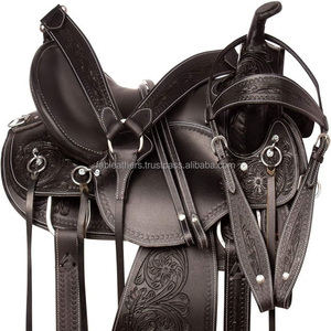 Juego de sillín de montar de placer occidental de cuero de calidad superior de piel de vaca con accesorio para caballos, sillín de barril occidental de caballo personalizado - Product Image 6