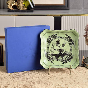 Vintage Floral Porcelain <b>Square</b> <b>Plate</b> with Italian Style for Home Use and Wedding Decorative Dinnerware Set - Product Image 4