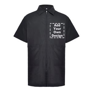 2025 Veste de barbier à manches courtes pour hommes noirs personnalisés manteau de travail lavable en Machine taille L - Product Image 1