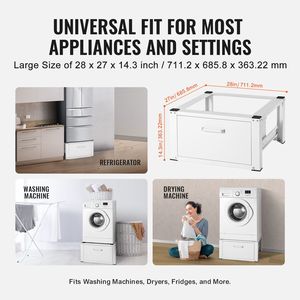 Piattaforma Universale per Lavatrice e Asciugatrice, 27 Pollici di Larghezza, 14,4 Pollici di Altezza, Capacità 660 Libbre - Product Image 3
