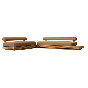 Modern Outdoor Solid Teak Sectional <b>Sofa</b> Set L-Shaped Durable Frame and Soft Cushion Contemporary Design Couch Lounger Luxury - Product Image 3