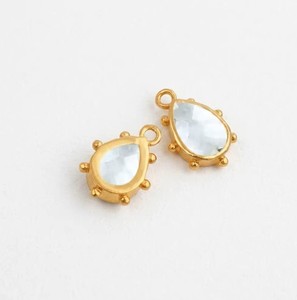 Colgante de Cuarzo Cristalino Facetado de 8x12mm - Charm con Engaste Bañado en Oro para Fabricación de Joyas - Product Image 1