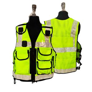 Chaleco de Seguridad Reflectante de Alta Visibilidad con Múltiples Bolsillos, Cierre de Cremallera, Diseño de Malla Transpirable para Trabajo al Aire Libre - Product Image 1