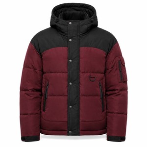 Custom Outdoor Waterproof Breathable Filled Puffer <b>Jacket</b> Heavyweight Winter Padding Adjustable Hood Woven Logo Badge Zipper - Product Image 1