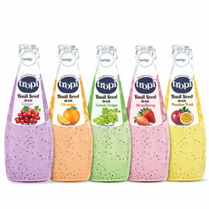 Bebida de Jugo de Semillas de Albahaca Saborizada en Botella de Vidrio de 290 ml, Bebida Natural, Fabricante OEM ODM, Marca Privada, Vietnam - Product Image 1