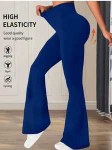High Stretchable Style <b>Flared</b> <b>Legging</b> Tights Classic Plain Dyed Casual Outdoor Jogging Running Wear Summer Flare Trousers - Product Image 4