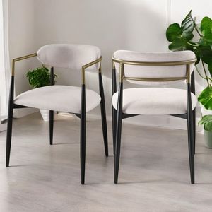 Set di 2 sedie da pranzo laterali Jaramillo in lino beige e finitura nera - Product Image 1