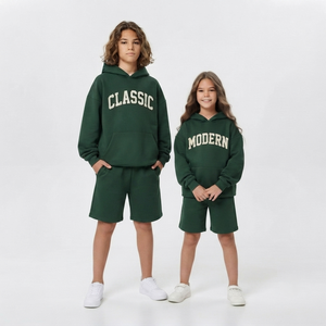 Ensemble de survêtement à capuche pour garçons et filles, en molleton de coton doux, avec short, vêtements de sport confortables pour tous les jours, vêtements d'extérieur de qualité supérieure - Product Image 1
