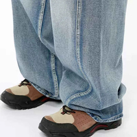 Jeans Denim Vintage Pria Model Trendi Stone Washed, Sun Faded Monkey Wash, Streetwear, Regular Fit, Ripped, Laris Manis