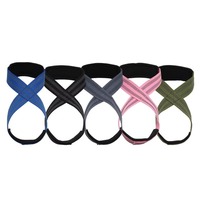 Sangles de levage en coton personnalisées avec logo, forme 8, respirantes, réglables, légères, unisexes, pour la musculation et l'haltérophilie