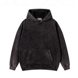 Sweat à capuche professionnel 100 % coton délavé à l'acide pour homme, style vintage streetwear, épais, respirant, 300g, coupe oversize - Product Image 6