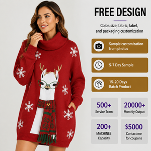 <span class=keywords><strong>Robe</strong></span> <span class=keywords><strong>pull</strong></span> col roulé pour <span class=keywords><strong>femme</strong></span> FNJIA, motif jacquard arbre <span class=keywords><strong>de</strong></span> <span class=keywords><strong>Noël</strong></span> et chat, manches longues, tenue <span class=keywords><strong>de</strong></span> fête <span class=keywords><strong>de</strong></span> <span class=keywords><strong>Noël</strong></span>, personnalisation OEM disponible - Product Image 5