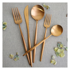 Matte Rose Gold Cutlery Set Stainless Steel Copper <b>Flatware</b> For Modern Wedding & Fine Dining Table Decoration Rust Resistant - Product Image 1