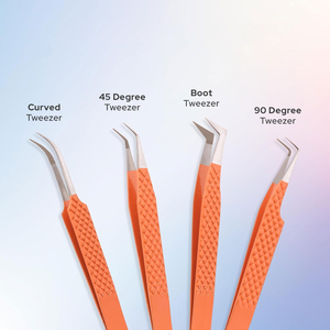 Pince à épiler professionnelle de haute qualité en acier inoxydable anti-magnétique avec pointe en fibre inclinée de 10 mm pour le volume des cils et la greffe de cils - Product Image 4