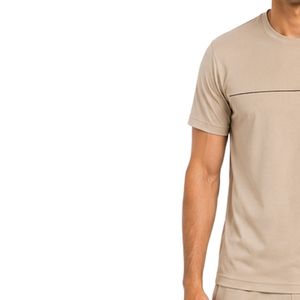 T-shirt de sport pour homme beige, séchage rapide, pour la gym, la course et l'entraînement, personnalisable avec logo, OEM ODM, vêtements de sport - Product Image 3