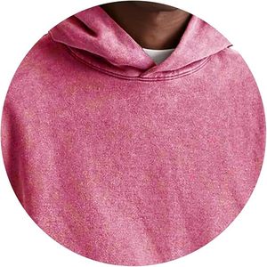 Sudadera con Capucha Rosa Extra Grande para Hombre, Color Sólido, Felpa, Informal, 100% Algodón, Transpirable, Ecológica, Corte Regular, Diseño con Bolsillos - Product Image 3