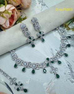 Ensemble de collier à thème floral en zircon cubique, bijoux de créateur de luxe pour soirée, ensemble de mariage traditionnel, bijoux de mode plaqués argent - Product Image 2