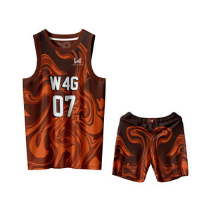 ชุดเสื้อและกางเกงบาสเก็ตบอลพิมพ์ลายแบบ W4G Heat Transfer ผลิตจากโพลีเอสเตอร์ 100% ระบายอากาศได้ดี ซับเหงื่อ แห้งเร็ว คอกลม - Product Image 4