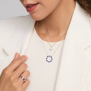 Round Cut Lab-Grown Diamond Pendant <b>Necklace</b> with Diamond Bale in Yellow Gold - Product Image 2