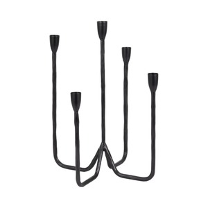 Candelabro de Hierro Negro de 5 Brazos, Portavelas de 16 Pulgadas de Alto, Decoración para el Hogar, Soporte de Metal Resistente para Velas - Product Image 4